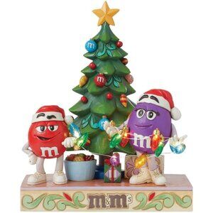 M&M's by Jim Shore Red and Purple Characters Decorating The Tree Lit Figurine